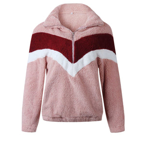 sherpa half zip pink