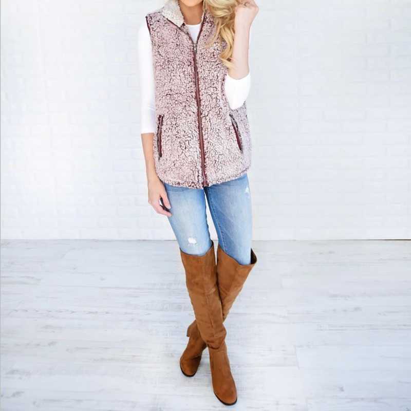 Fuzzy Faux Fur Winter Outerwear Sherpa Fleece Vest Sunifty 