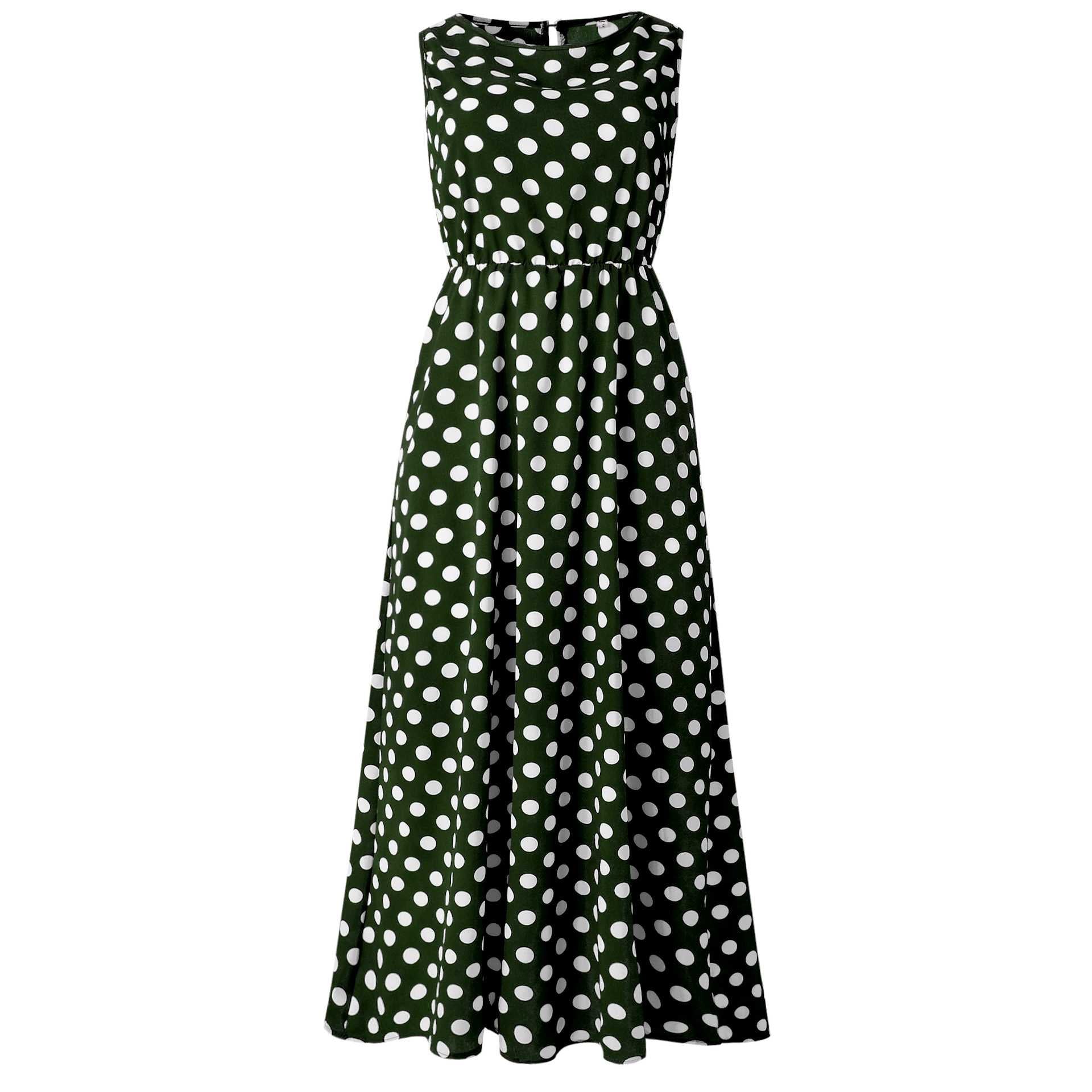 Retro Modest Polka Dot Maxi Dress Sundress – sunifty