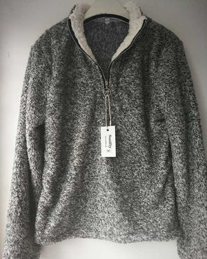 Quarter Zip Oversized Fuzzy Sherpa Fleece Pullover Jacket – sunifty