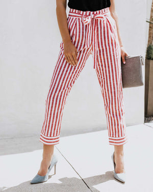 red and white striped pants