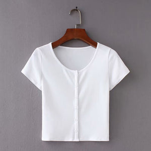 white ribbed top short sleeve