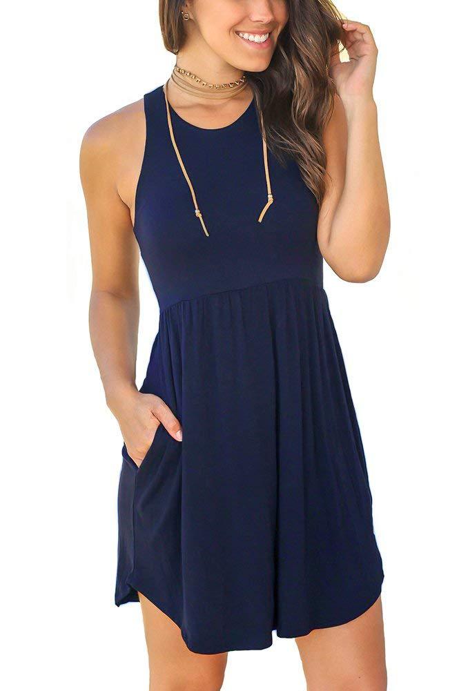 Casual Tummy Hide High Waisted Racerback Dress Sundress – sunifty