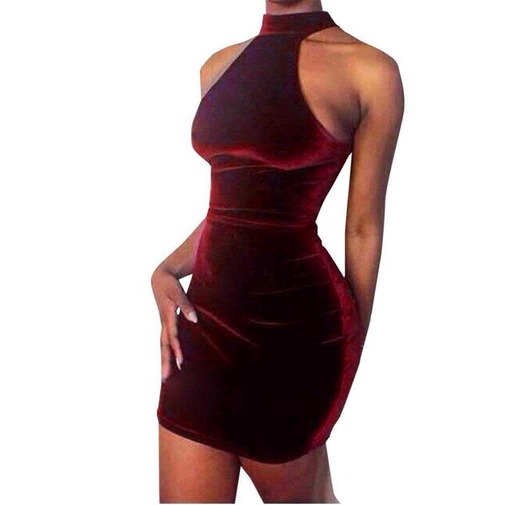 velvet halter neck dress