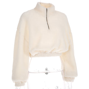 Oversized Teddy Pullover Faux Fur Cropped Jacket Coats Sunifty