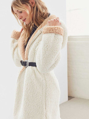 faux fur hooded teddy coat