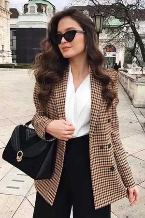 checked blazer womens outfit