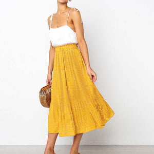 yellow flowy skirt