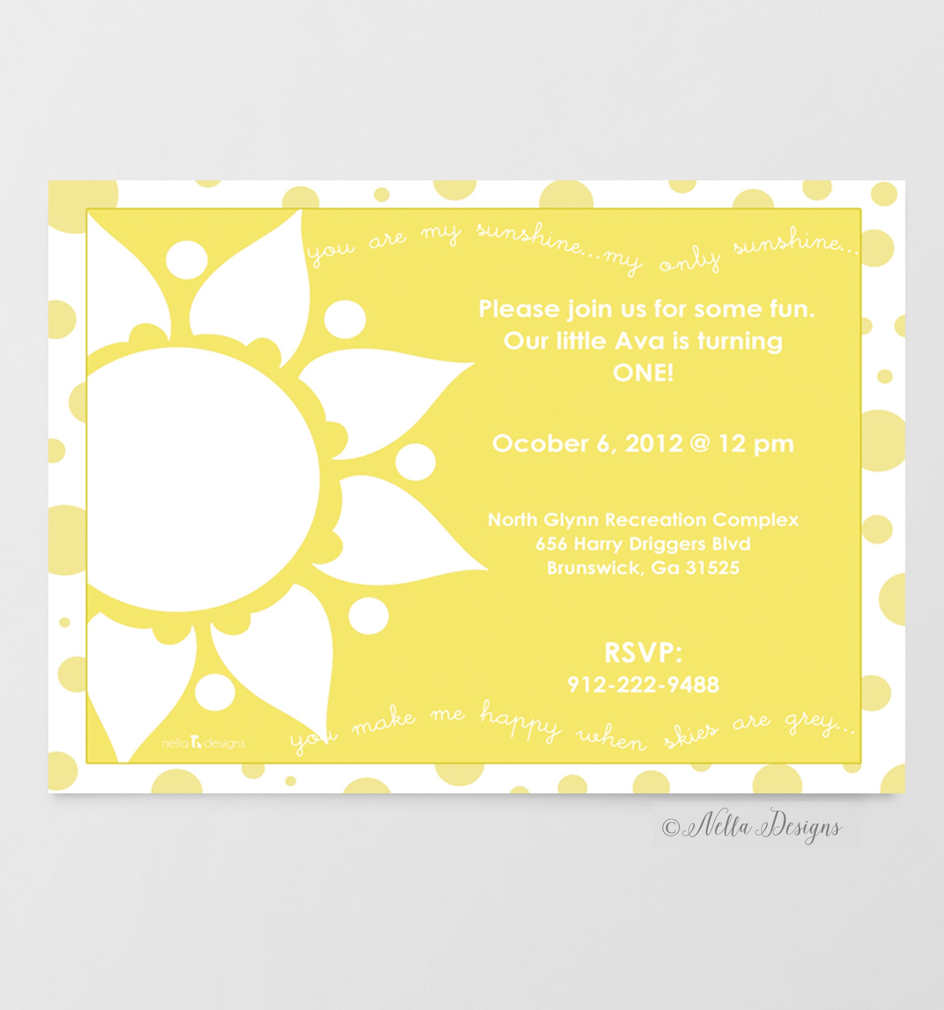 You Are My Sunshine Invitations Baby Shower Invitations First Birthday Party Invitations Nella Designs