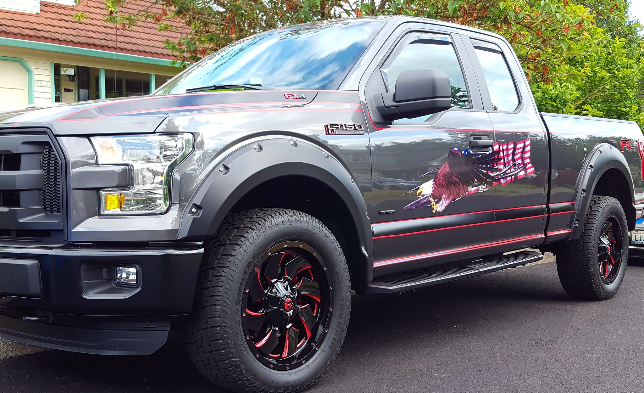  American  flag  eagle vinyl decals on Ford  F150 xtreme 