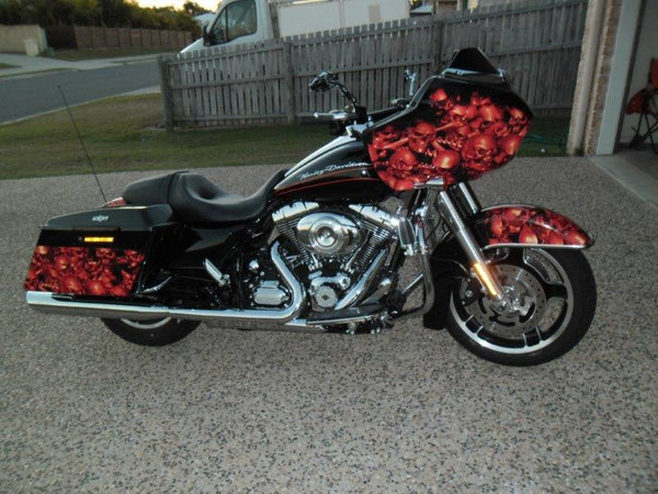 skull wrap on harley bike