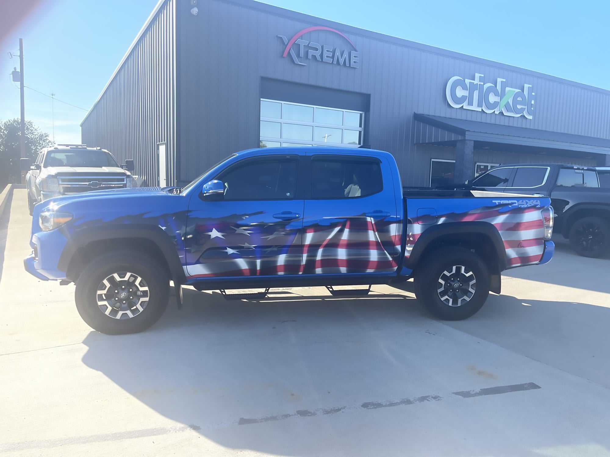 american flag wrap on tacoma pickup truck