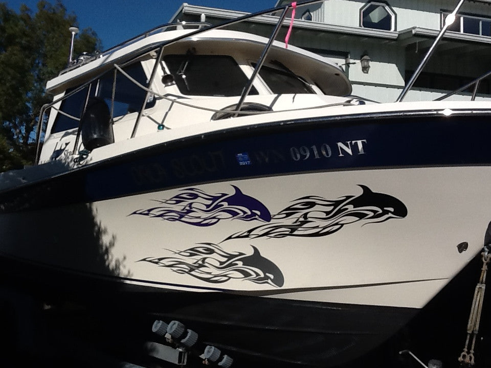 orca flames boat decals