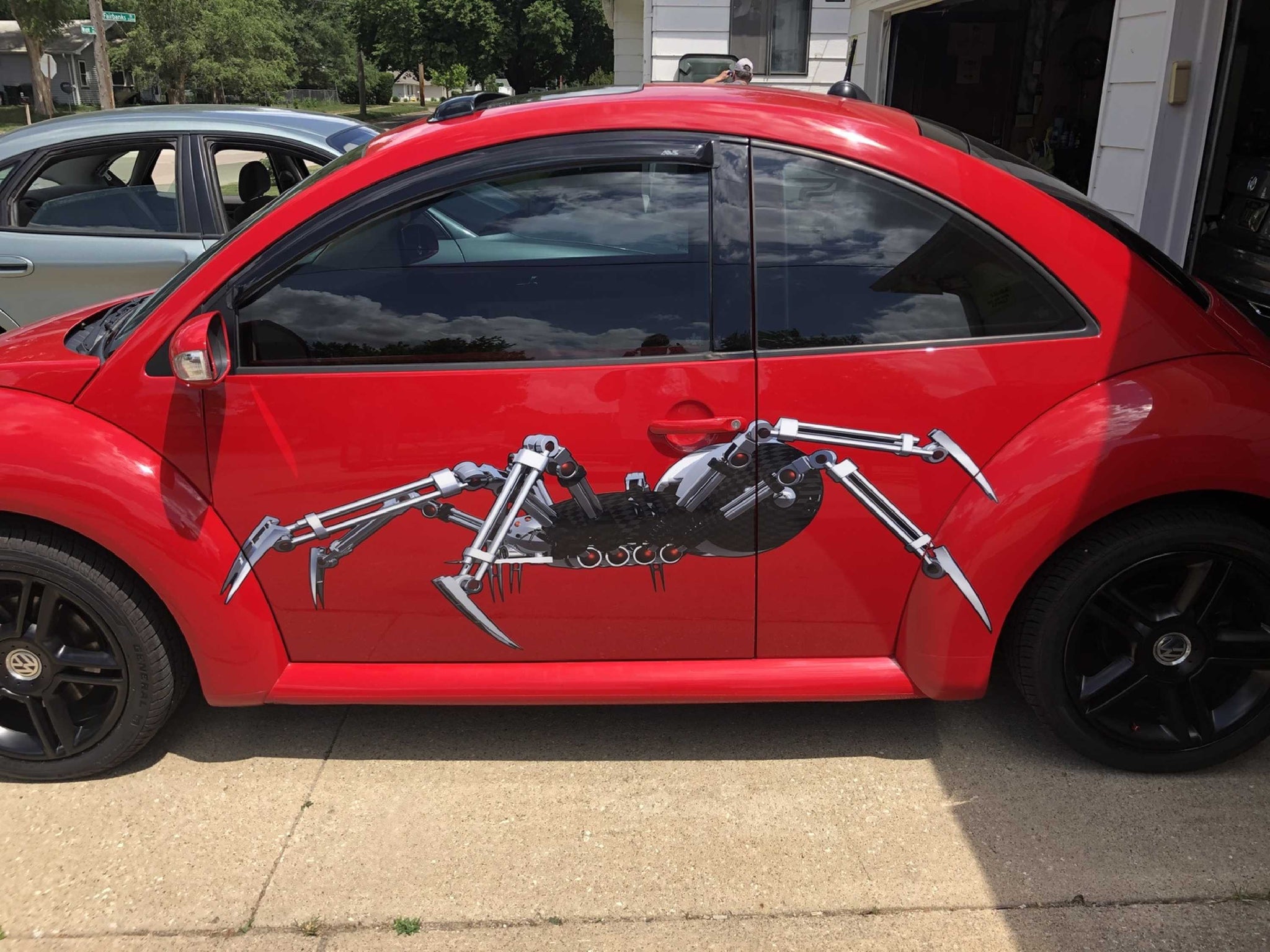 robot spider decal on VW beatle