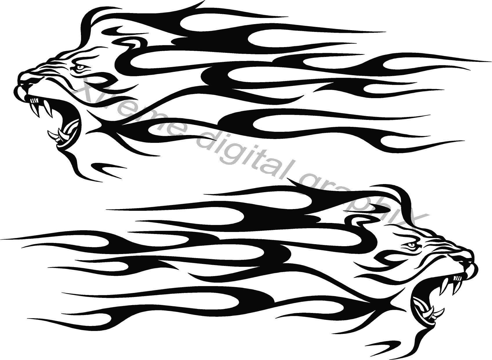 Truck lion flames decals, car vinyl graphics, semi lion decals | Xtreme ...