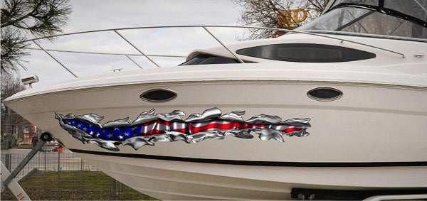 American Flag Tear Patriotic Boat Graphic Xtreme Digital 