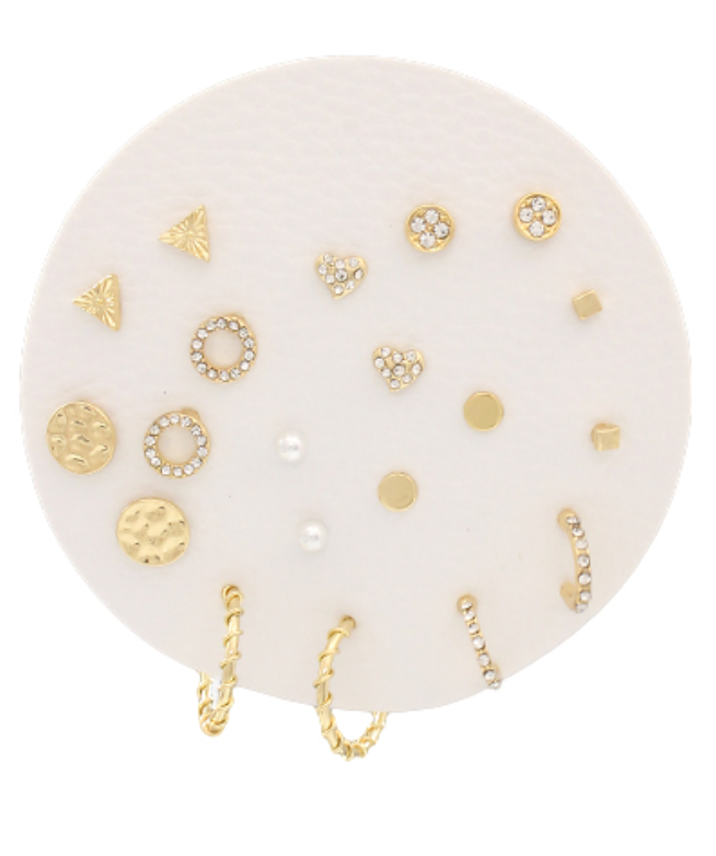 10 Pair Earrings - Disk/Hoops