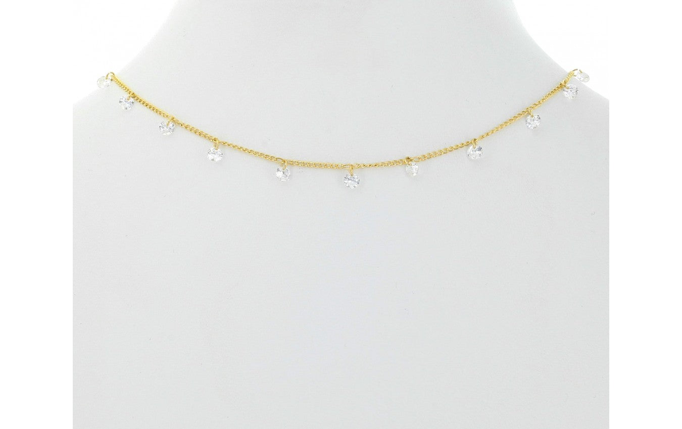 Dangling CZ Necklace - Gold