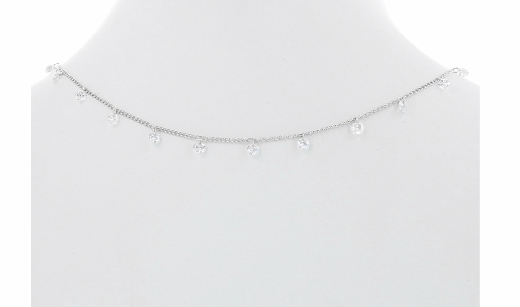 Dangling CZ Necklace - Silver