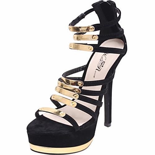 Black & Gold Sued Sandals - Charlotte – LABEL|SHOES