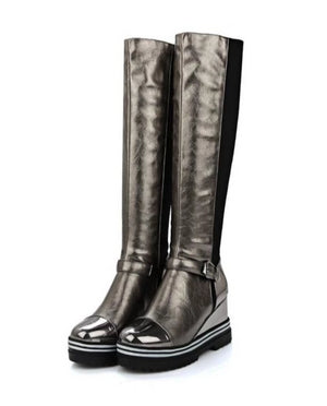 metallic platform boots