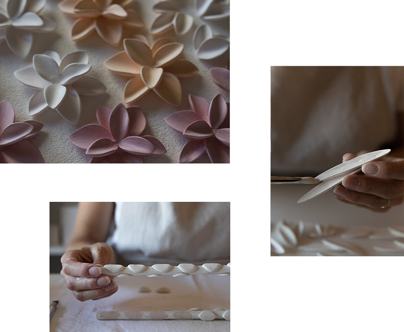 Behind the scenes: ceramic's studio artisanal work. Raw pieces ready to be fired. 