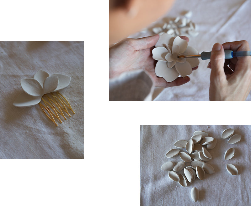 Wedding accessories for minimal brides. Raw porcelain stunning pieces in the making. 