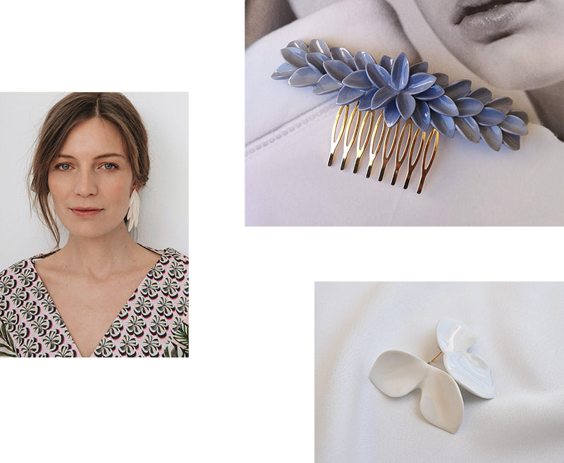 Multiple images presenting various ways to style and wear porcelain jewelry, inspiring creativity and personal expression.