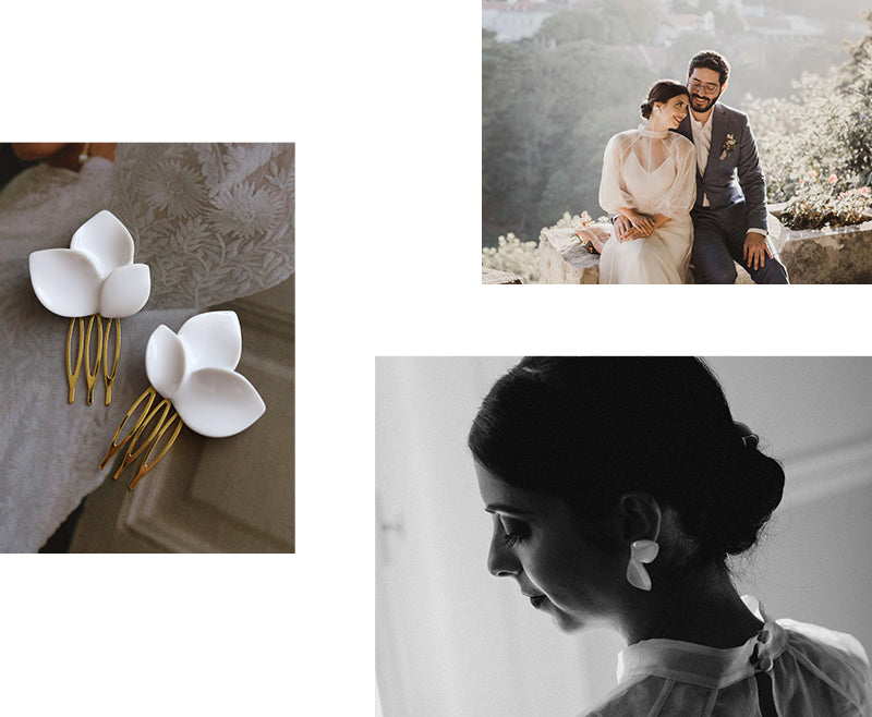 A collection of images capturing cherished moments from a wedding day, including close-ups of bridal details such as the exquisite wedding gown, delicate bridal accessories, and beautiful floral arrangements, evoking the joy and romance of the special occasion.