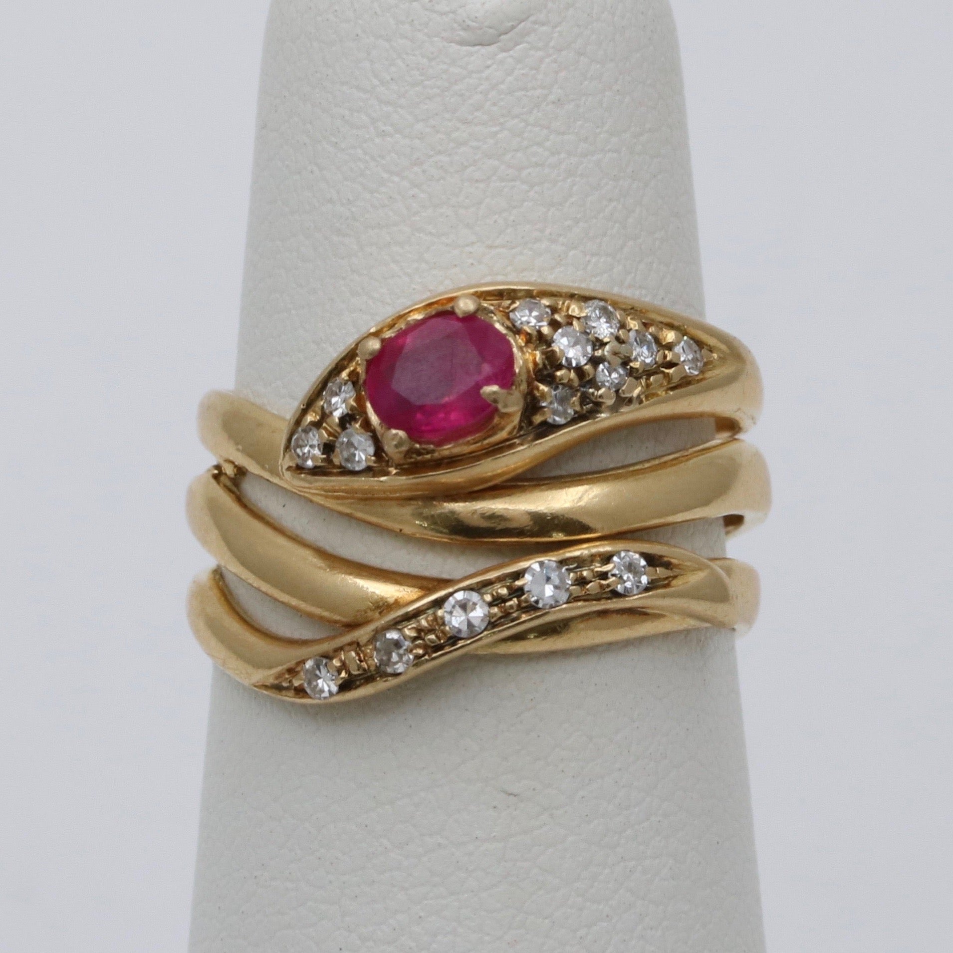 Vintage Ruby, Diamond, and 18K Gold Snake Ring – Alpha & Omega Jewelry