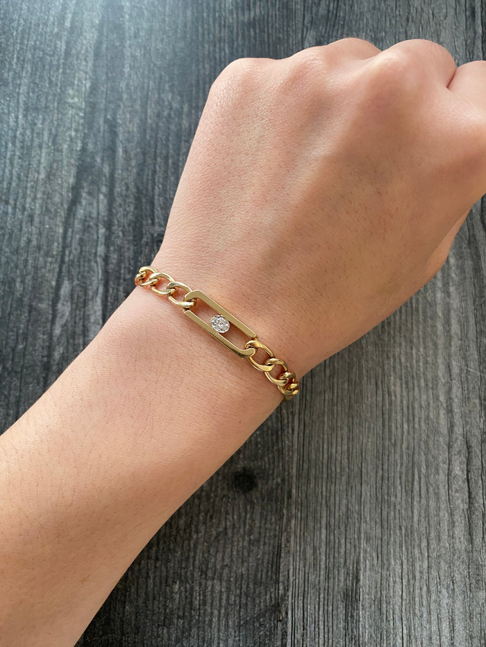 I LOVE YOU 14k Gold Link Vintage Bracelet