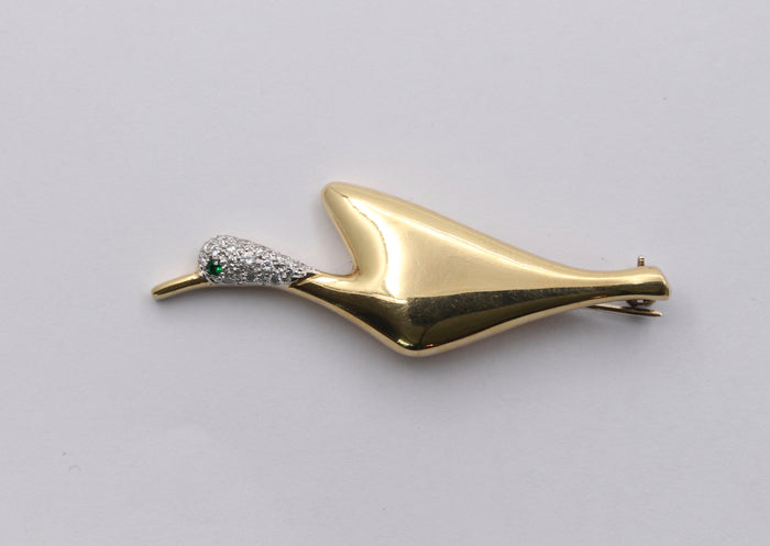 Vintage 18K Gold, Enamel, and Pearl Love Birds Brooch, Parrot Pin – Alpha &  Omega Jewelry