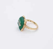 Load image into Gallery viewer, Art Deco Walter Lampl Carved Chalcedony and Diamond 14K Gold Geometric Ring
