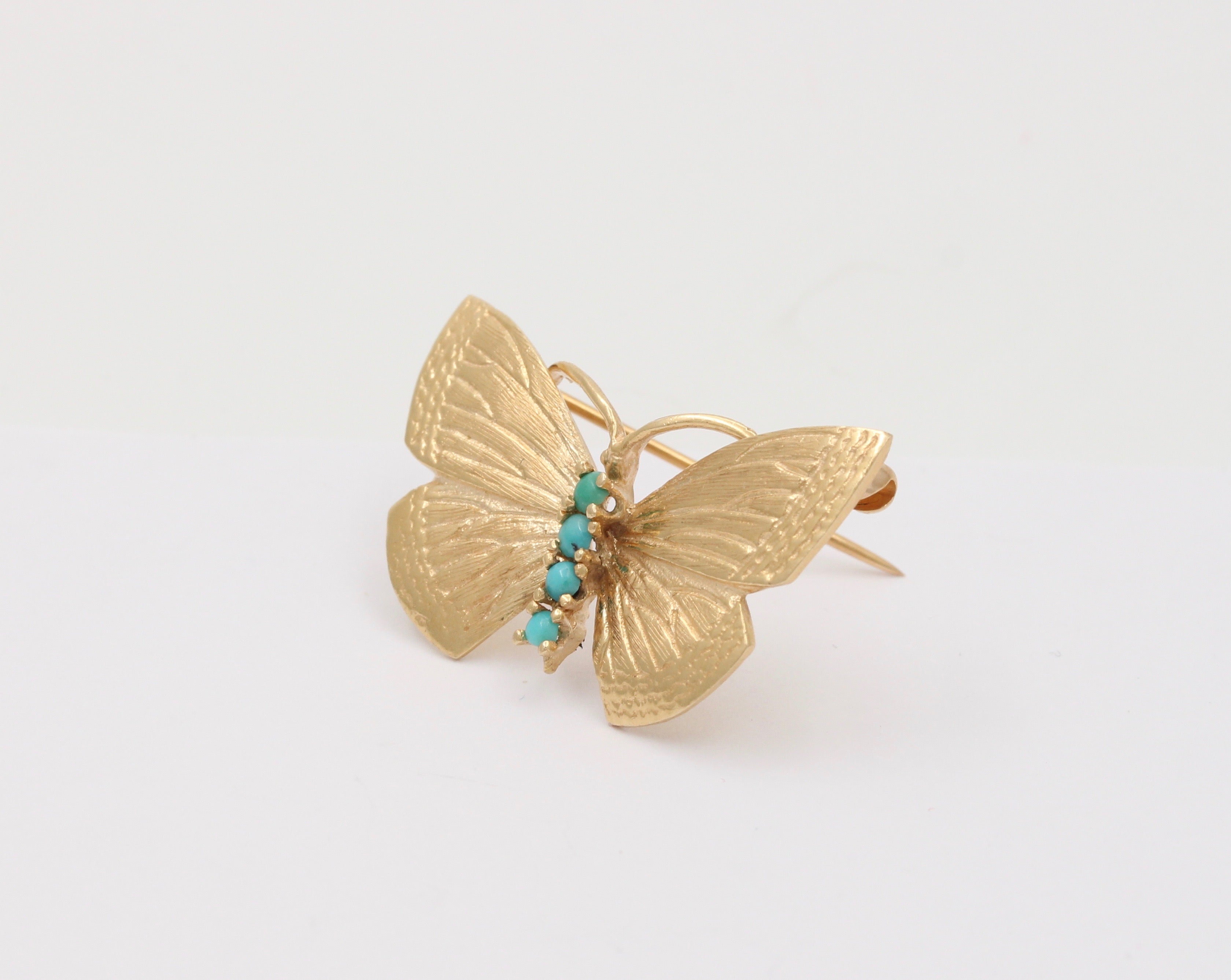 Vintage 14K Gold Turquoise Butterfly Pin, Brooch – Alpha & Omega