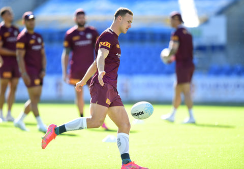 NRL pro Daly Cherry-Evans sporting a pair of Bauerfeind Compression Calf Sleeves while on the field to help maximise his sports performance