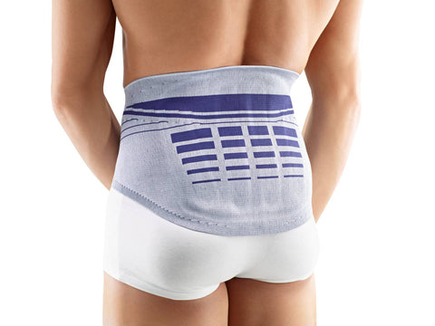 Bauerfeind LumboLoc relieving the lumbar spine and the stress from the vertebral discs to improve chronic lower back pain