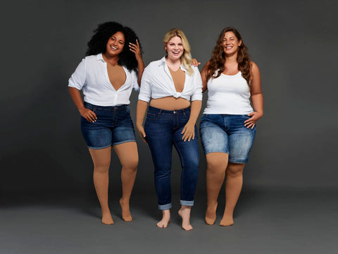 Three women wearing Bauerfeind Curaflow compression garments for Lipedema