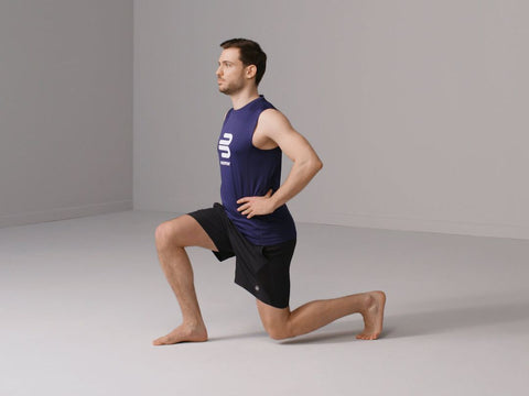 Man doing a backward lunge for his knee pain