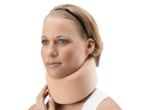 Woman wearing the CerviLoc Brace for neck pain