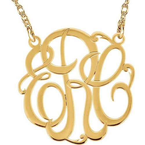 14K Gold Script Monogram Necklace