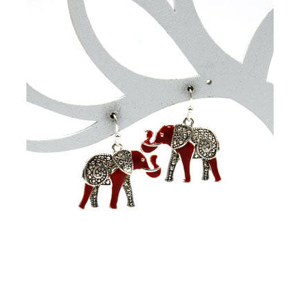 Womens Fashion Vintage Red Elephant Earrings, Valentines Day, Mo