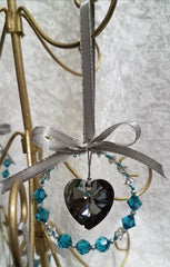 Zircon Blue Swarovski Heart Wreath Ornament