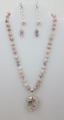 kunzite & crystal necklace & earrings