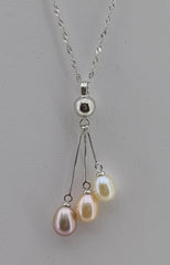 pink, lavender, white freshwater pearl drop set