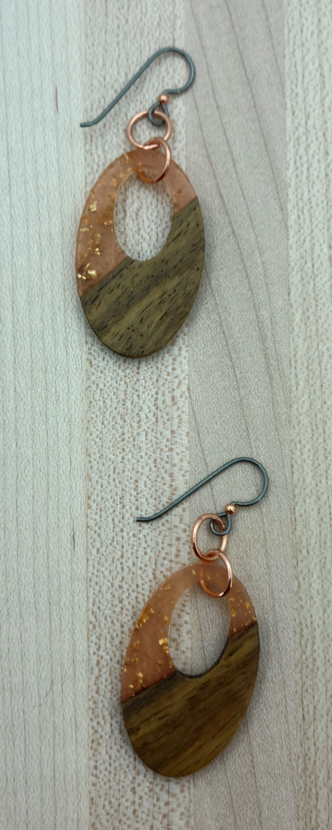 Copper, Resin & Wood Earrings