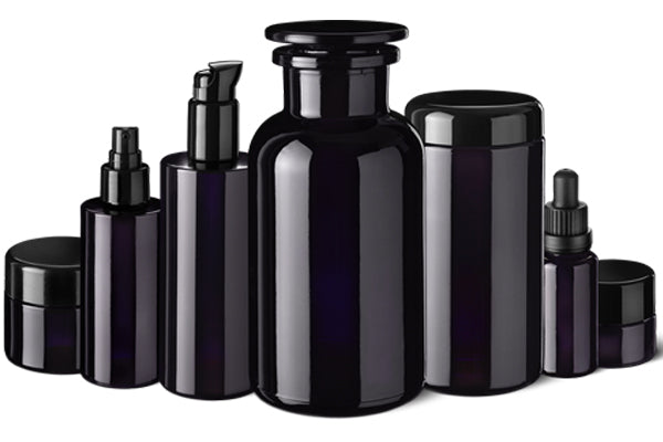various miron violetglass bottles