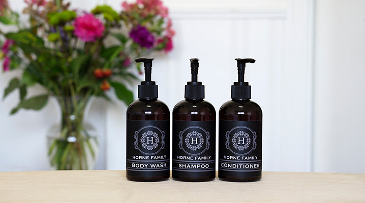 Personalized shampoo, conditioner, and body wash bottles