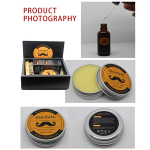 Beard Care Kit Balm Oil Moustache Cream Balm Beard Comb Conditioner for Groomed Beard Growth - moonaro