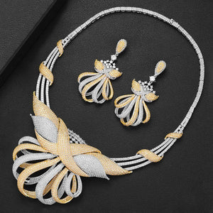 Luxury Statement Necklace Earring Bangle Ring Sets Jewelry Sets For Women Cubic Zircon Wedding Bridal Jewelry Set - moonaro