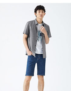 summer new short sleeve shirt men hit color letters lapel shirt trend casual clothes - moonaro
